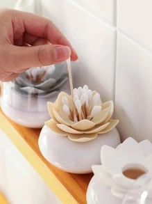 1入組蓮花設計牙籤筒 - 白色 - 查看 1