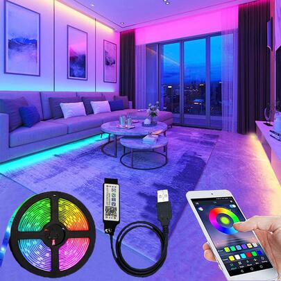 1 dây đèn LED RGB thông minh được điều khiển bằng ứng dụng. Có sẵn trong 1m/2m/3m/5m với đèn led 30/60/90/150, thích hợp cho trang trí phòng và bữa tiệc