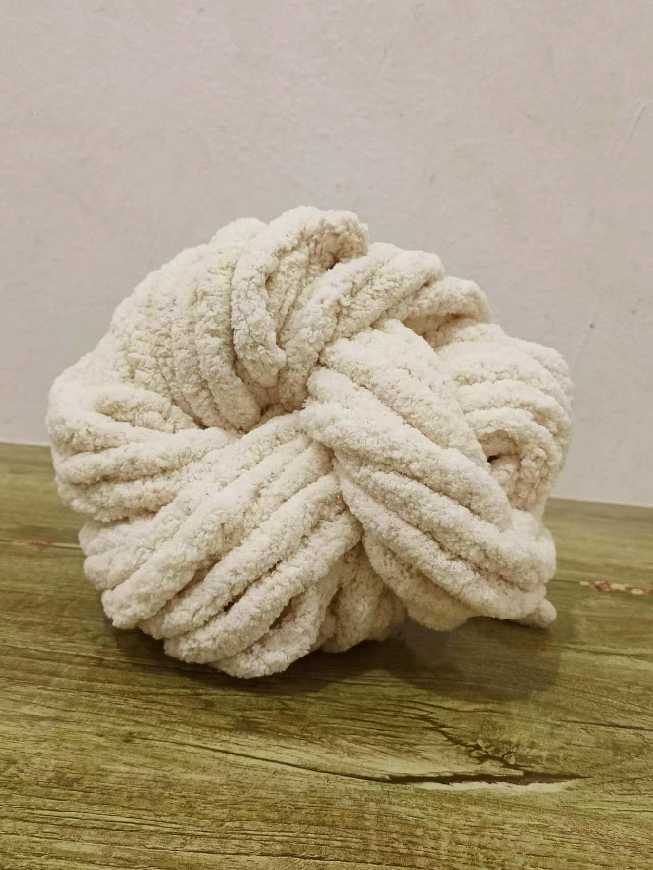 1 ovillo Hilo DIY unicolor de punto minimalista poliéster para casa - Beis - Ver 1