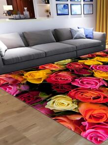1 pieza Alfombra con patrón floral anti deslizante - Multicolor - Ver 2