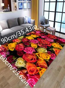 1 pieza Alfombra con patrón floral anti deslizante - Multicolor - Ver 6