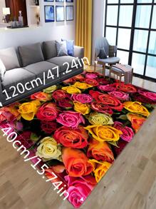 1 pieza Alfombra con patrón floral anti deslizante - Multicolor - Ver 7