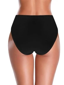SHEKINI Solid Twist Bikini Bottom - Black - View 2