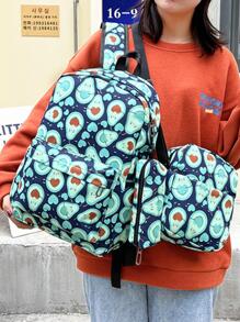 可調節學院水果蔬菜圖案女士組合包 - 藍色 - 查看 2