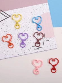 8 Cái/bộ Màu Sắc Ngẫu Nhiên Hình Trái Tim Men Kim Loại Móc Khóa Tự Làm Móc Khóa Phụ Kiện - Nhiều màu - Xem 3