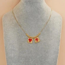 1 Máy Tính Bohemian Trái Tim & Biểu Tượng Hình Học Họa Tiết Đính Hạt Trang Trí Vuông Dây Chuyền Nữ Cho Trang Trí Hàng Ngày - Nhiều màu - Xem 2