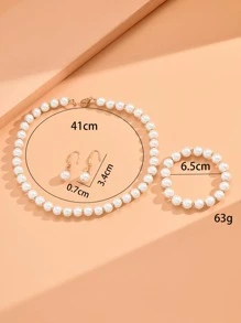 4pcs/set Elegant Faux Pearl Decor Jewelry Set For Women For Mother's Gift - White - View 5