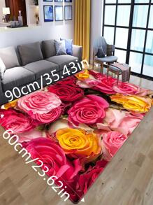 1 pieza Alfombra con patrón floral anti deslizante - Multicolor - Ver 6