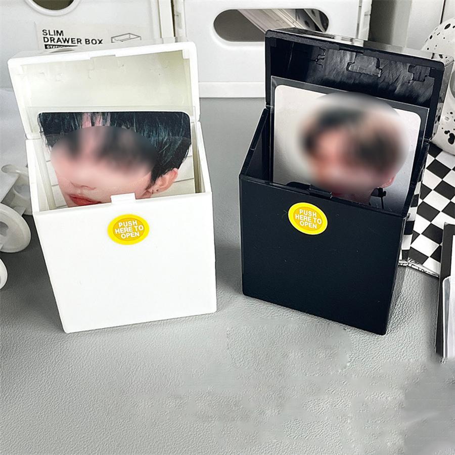 1pc ABS Stationery Storage Box, Minimalist Plain Stationery Storage Box For Student - Black and White - View 1