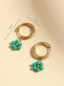 花耳墜 - 墨綠色 - 查看 3