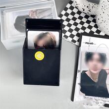 1pc ABS Stationery Storage Box, Minimalist Plain Stationery Storage Box For Student - Black and White - View 5