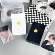 1pc ABS Stationery Storage Box, Minimalist Plain Stationery Storage Box For Student - Black and White - View 3