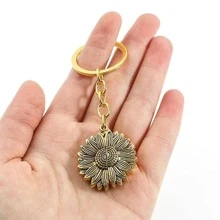 1入歐美向向日葵造型鑰匙扣吊飾,可鐫刻的吊墜