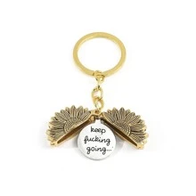 1入歐美向向日葵造型鑰匙扣吊飾,可鐫刻的吊墜