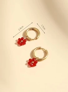 花耳墜 - 紅色 - 查看 3