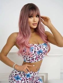 Tóc Giả Tổng Hợp Xoăn Dài Ombre Có Bangs - Ombre - Xem 3