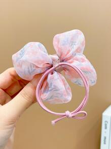 2入組女孩花朵圖案蝴蝶結裝飾可愛髮圈適用於日常生活 - 彩色 - 查看 7