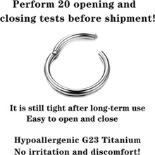 2pcs Stainless Steel Hinged Segment Nose Ring Hoop, For Nose, Septum, Lip, Cartilage, Helix, Piercing Jewelry - Silver - View 2