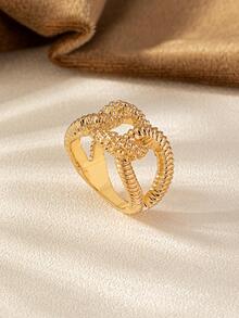 螺旋設計戒指 - 金色 - 查看 1