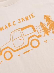 MARC&JANIE Young Boy Casual Outdoor Breathable Cartoon Printed Round Neck Short Sleeve T-Shirt, Summer - Beige - View 9