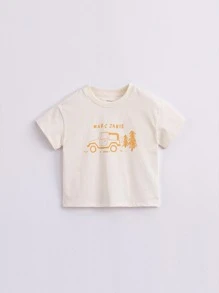 MARC&JANIE Young Boy Casual Outdoor Breathable Cartoon Printed Round Neck Short Sleeve T-Shirt, Summer - Beige - View 6