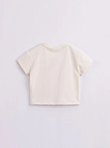 MARC&JANIE Young Boy Casual Outdoor Breathable Cartoon Printed Round Neck Short Sleeve T-Shirt, Summer - Beige - View 7