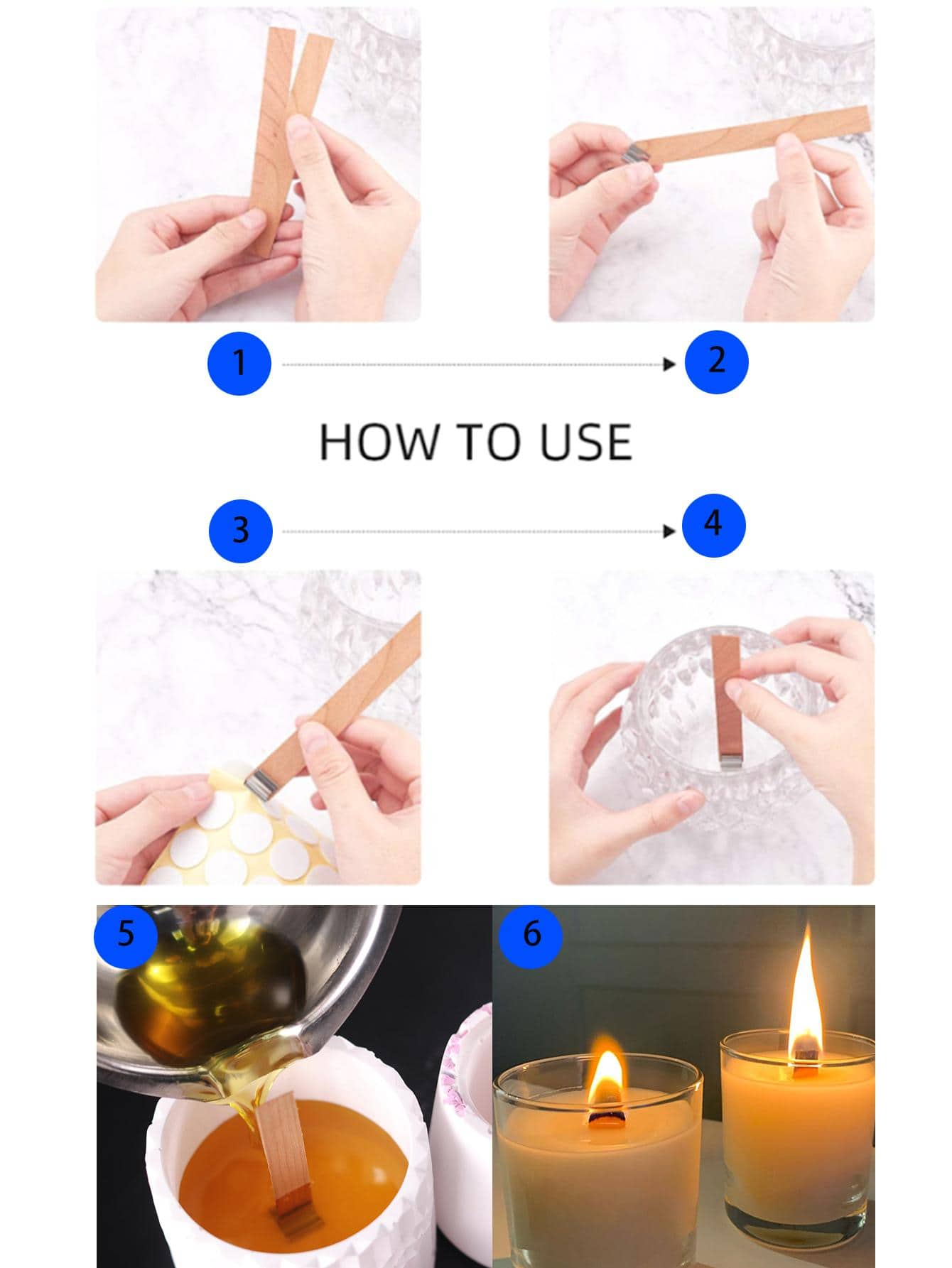 30Pcs Wooden Candle Wicks Set Smokeless Natural Wood Wick DIY Candle