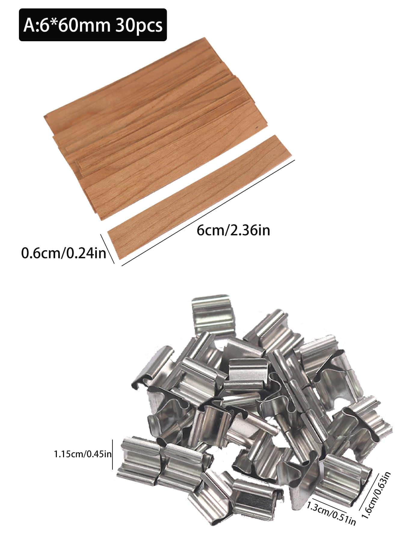 30Pcs Wooden Candle Wicks Set Smokeless Natural Wood Wick DIY Candle