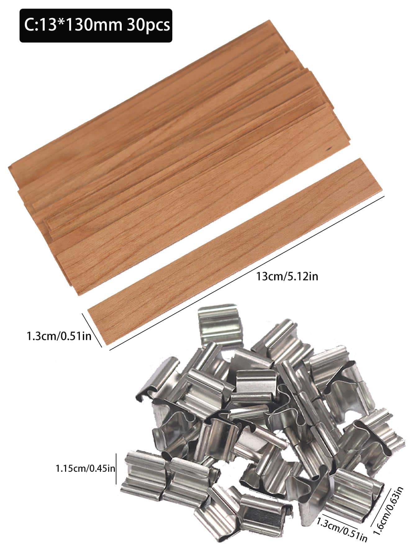 30Pcs Wooden Candle Wicks Set Smokeless Natural Wood Wick DIY Candle