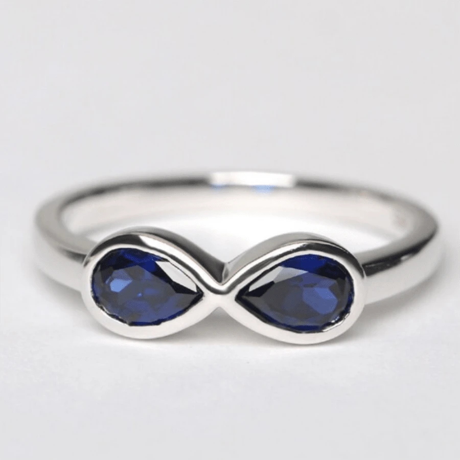 Nhẫn trang trí bằng đá khối Zirconia tinh tế dành cho phụ nữ để trang trí hàng ngày - Màu xanh lam - Xem 1