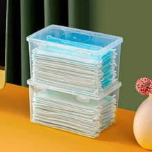 Mask Storage Box Wet Tissue Box Baby Wipes Dispenser Holder Tissue Box With Lid - 無色 - 查看 5