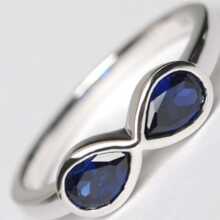 Nhẫn trang trí bằng đá khối Zirconia tinh tế dành cho phụ nữ để trang trí hàng ngày - Màu xanh lam - Xem 3