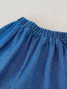 Bebé Jeans zanahoria unicolor de cintura elástica - Azul lavado oscuro - Ver 5