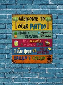 1pc Wander Prints Welcome Patio Sign - Birthday Gift For Men Women Christmas Gifts For New Home Friends Neighbor - Classic Metal Signs 12x8 Inch - Multicolor - View 2