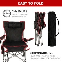 Removable Footrest Reclining Camping Chair - 黑色 - 查看 6