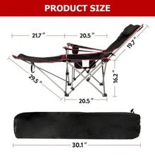 Removable Footrest Reclining Camping Chair - 黑色 - 查看 9
