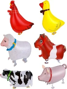 6 pièces de ballons animaux de ferme thème animaux - vache, mouton, poney, canard, coq, cochon. Ballons en aluminium pour décoration de fête d'anniversaire, barbecue. Jouets pour enfants, Noël