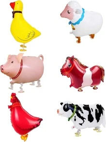 6 pièces de ballons animaux de ferme thème animaux - vache, mouton, poney, canard, coq, cochon. Ballons en aluminium pour décoration de fête d'anniversaire, barbecue. Jouets pour enfants, Noël