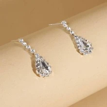 一套闪亮奢华项链和耳环新娘结婚首饰套装 - 銀色 - 查看 3