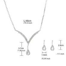 一套闪亮奢华项链和耳环新娘结婚首饰套装 - 銀色 - 查看 5