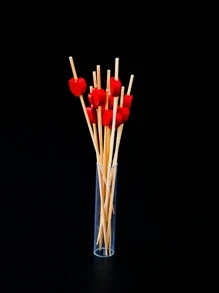 10 piezas Palillo de dientes de bambú desechable fruta creativo con adorno de corazón desechable para de fiesta de cumpleaños - Rojo - Ver 3