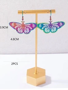 1 Đôi Inox Thời Trang Toàn Phương Khoét Hở Bướm Thả Bông Tai Nữ Cho Hẹn Hò Quà Tặng - Nhiều màu - Xem 3