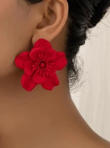 Flower Design Stud Earrings Valentines,Mom,Mother,Mother's Day,Gift - Red - View 1