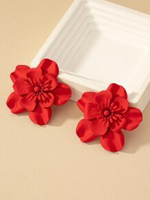 Flower Design Stud Earrings Valentines,Mom,Mother,Mother's Day,Gift - Red - View 2