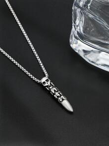 Men Stainless Steel Skull Decor Bullet Pendant Necklace For Daily Decoration For A Stylish Look - Silver - View 4