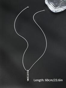 Men Stainless Steel Skull Decor Bullet Pendant Necklace For Daily Decoration For A Stylish Look - Silver - View 3