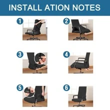 1入組素色彈性辦公椅極簡滌綸辦公椅套 - 黑色 - 查看 7