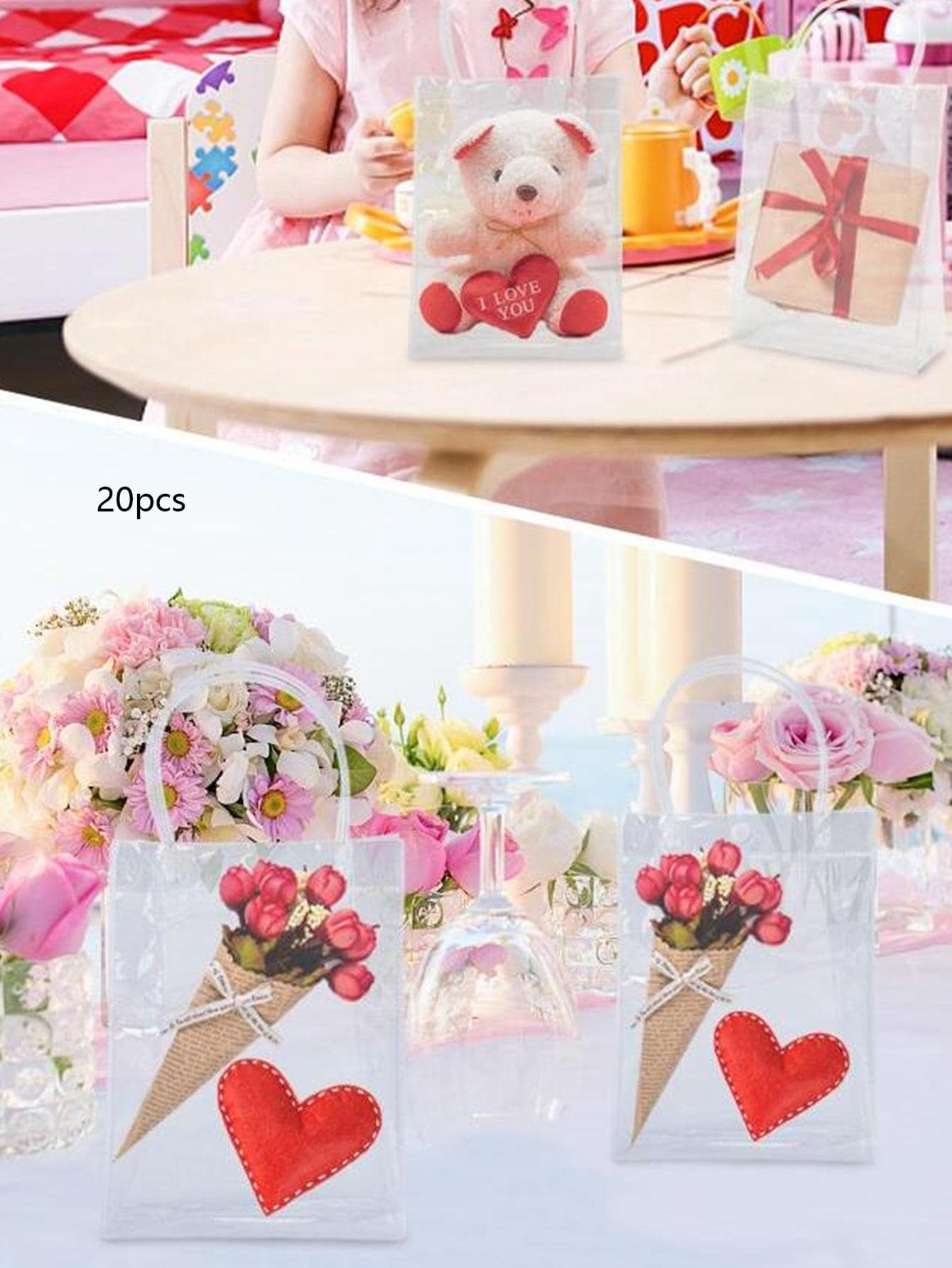 20 cái Túi đựng quà trong suốt, Túi tote gói quà bằng nhựa PVC trong suốt - trắng - Xem 1