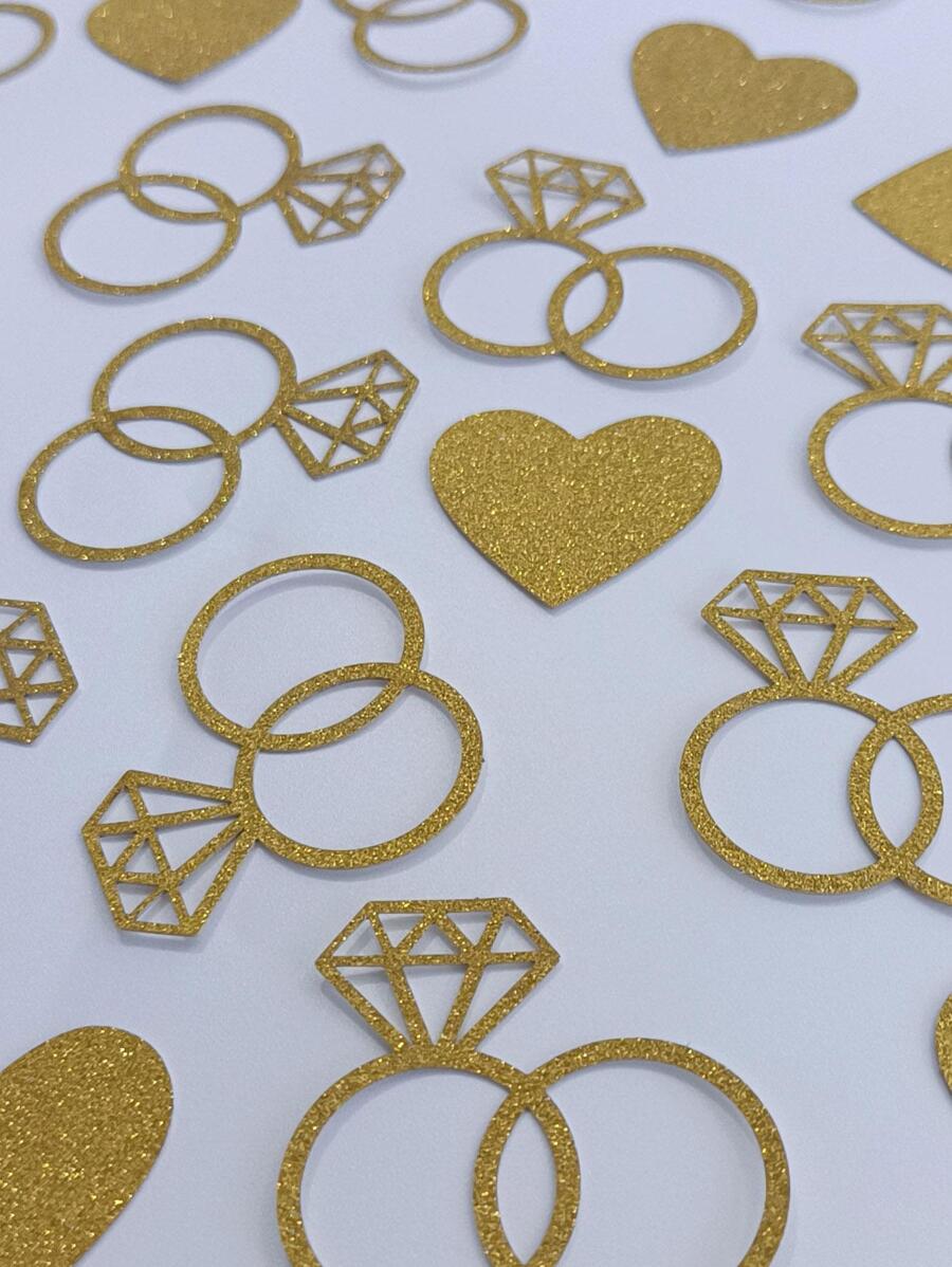 100pcs Paper Throwing Confetti, Modern Heart & Rhinestone Design