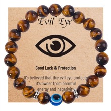 Fashion Stone Evil Eye Decor Beaded Bracelet For Men For Birthday Gift